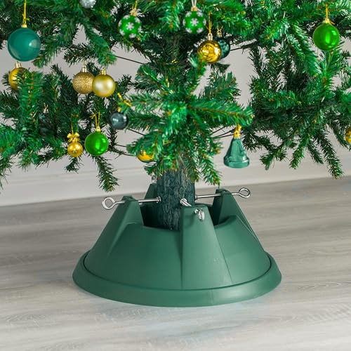 ADEPTNA Robuster Weihnachtsbaumständer, hochwertiger stabiler Kunststoff, hält Baum bis zu 2,1 m Weihnachtsbaum, ideal für echten Weihnachtsbaum und hält Ihren Baum gut hydratisiert (grün, bis zu 2,1