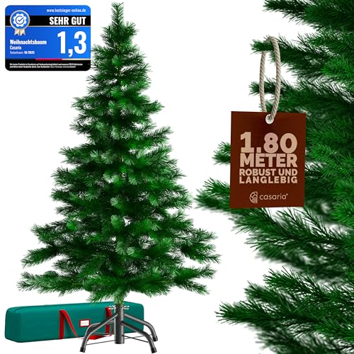 CASARIA® Weihnachtsbaum künstlich 180cm dichte Spitzen schneller Aufbau Metallständer naturgetreu schwer entflammbar grün Tannenbaum Deko Christmas