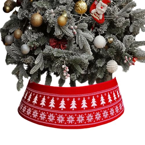 Qutalmi Weihnachtsbaum-Kragen Stoffring,Elastische Gestrickte Manschetten Für Kunstbäume - Landhausstil Deko Für Indoor Outdoor Wohnung Restaurant Hotel