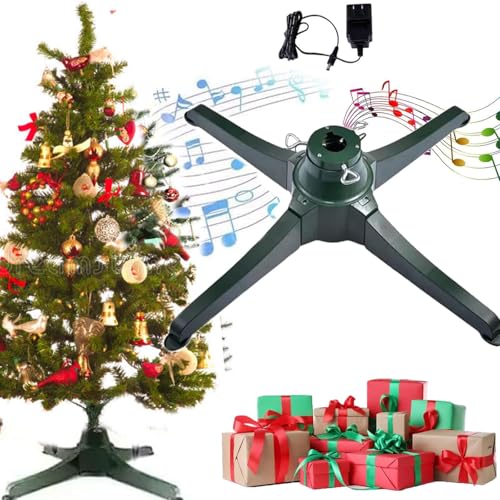 ZYGPH Drehbarer Weihnachtsbaumständer mit Lautsprecher, 360 Grad drehbarer Weihnachtsbaumständer mit Musik, drehbarer Weihnachtsbaumständer