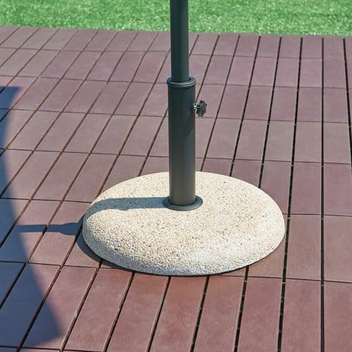 casa.pro Sonnenschirmständer Bitritto Betonsockel 20 kg Sonnenschirmhalter für Schirmstöcke Ø34/39/49/55 mm Sonnenschirmfuß Ø45 x 6 cm inkl. Adapterringe Steinoptik, beige