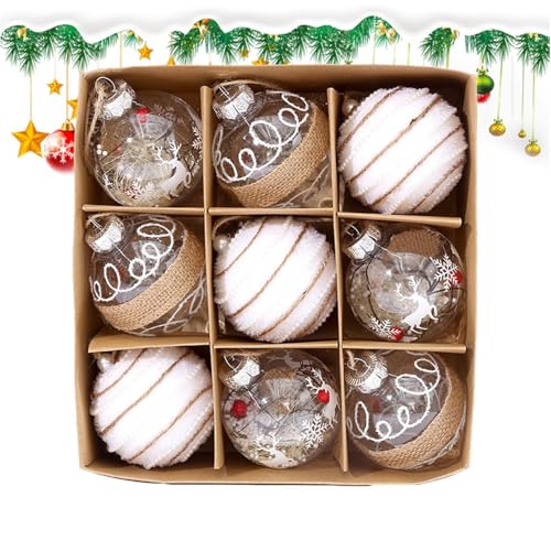 Christbaumkugeln, Anhänger Weihnachtskugel – 9 x Anhänger, bruchsichere Kugeln, Weihnachtsbaumschmuck, 7,6 cm für Weihnachtsbaum, Decke