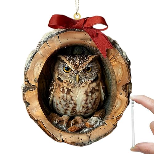 2024 New Animal Christmas Ornament, Weihnachtsbaum Tier Muster 2D Acryl Ornament Waldtier Dekoration Saisonale Dekoration für Weihnachtsbaum Decke (Stil C)