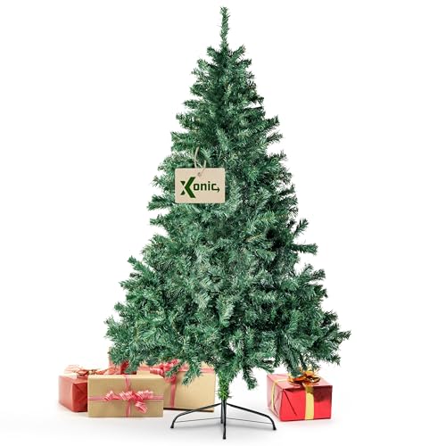 XONIC Künstlicher Weihnachtsbaum Tannenbaum 30,60,90,120, 150, 180,210 240cm Christbaum Baum GRÜN Weiss Schnee (180, GRÜN)