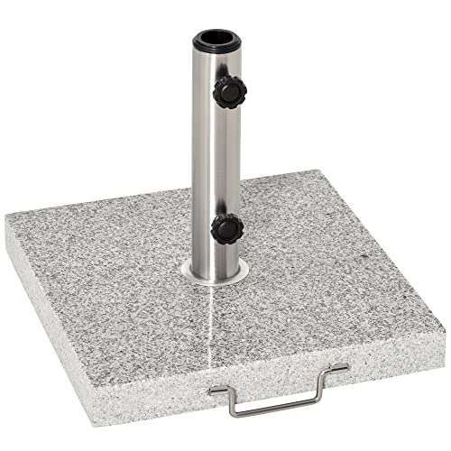 Outsunny Mobiler Sonnenschirmständer Schirmständer Ständer Schirmfuß 25kg, Marmor+Edelstahl, 42x42x36cm (Modell2)