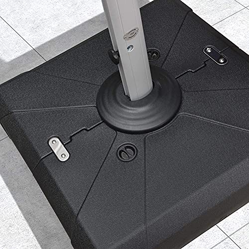 PURPLE LEAF Sonnenschirmständer, Schirmständer, Ampelschirmständer für Ampelschirm, befüllbar mit Wasser oder Sand, Gewichtsbasis 130 kg, Schwarz