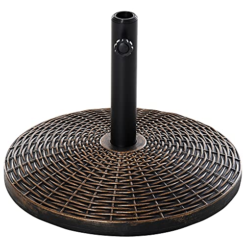 Outsunny Sonnenschirmständer Schirmständer Schirmhalter Schirmfuß 25 kg Rattanoptik Korb Ständer Schirm Ø35/Ø38/Ø48 mm Kunststoff + Zement Antik Bronze Ø53 x 40 cm