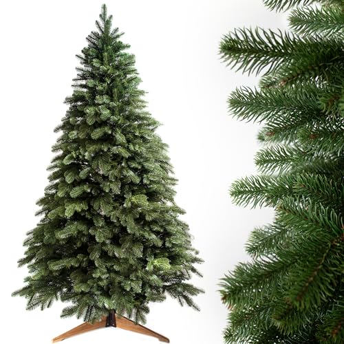 Evergreen Tree® Weihnachtsbaum Künstlich 180 cm | Premium 100% Spritzguss Weihnachtsbaum mit Holzständer, Naturgetreu Zweige - Made in EU - Artificial Christmas Tree