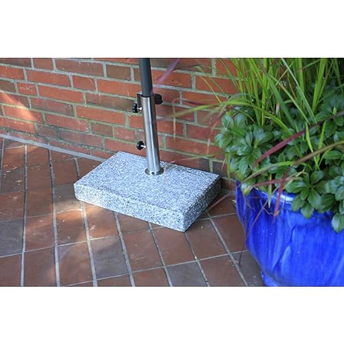 Generisch Garden Pleasure Balkon-Schirmständer 25kg, rechteckig Granit/Edelstahl, für Ø25-40 mm Rohre