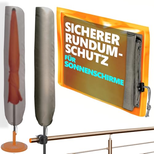 4smile Sonnenschirm Schutzhülle - Schutzhülle für Schirm 2 m Ø / 2 m x 1,25 m - Polyester Sonnenschirmhülle wetterfest, strapazierfähige Schirmhülle, Abdeckung Sonnenschirm Standard, Taupe