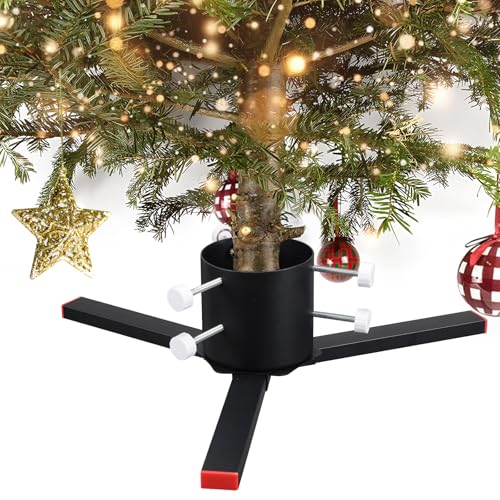 DEROFIT Echter Weihnachtsbaumständer, strapazierfähig, abnehmbarer Weihnachtsbaumständer, Baumhalter für lebende Weihnachtsbaumstämme bis zu 14 cm, schwarzer Weihnachtsbaumständer, passend für bis zu