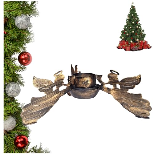 HUW Weihnachtsbaumständer mit Wasserbehälter - aus hochwertigem Metall Stahl - Baumhöhe bis 2 m 200 cm - Stammdurchmesser bis 11,5 cm - Wasser Christbaumständer Antik Design Christmas - Engel
