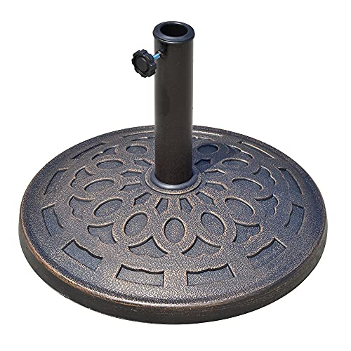 Outsunny Sonnenschirmständer aus Granit 14kg Schirmständer Griffe, Rund Schirmhalter, Schirmgewicht für Sonnenschirm 38mm/48mm Rohrdurchmesser, für Balkon, Terasse, Garten, Bronze