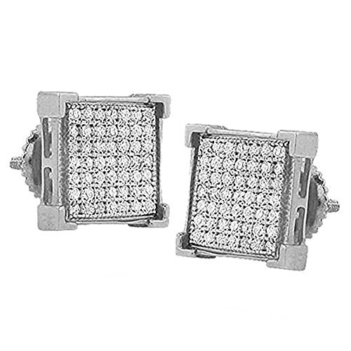 0,04 Karat (ctw) Sterling Silber Diamant weiß 750 Herren Hip Hop Iced Ohrstecker