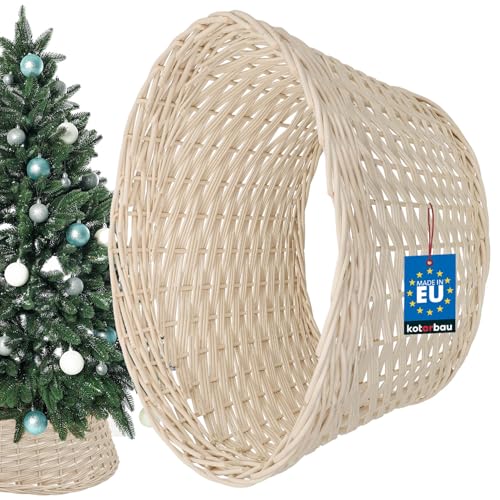KOTARBAU® Weihnachtsbaum Rock aus Weide Ø 50 cm Weihnachtsbaumständer Hülle Deko Tannenbaumständer Standfuß Gebleicht Christbaumständer aus Rattan Natur Weihnachtsbaumkorb