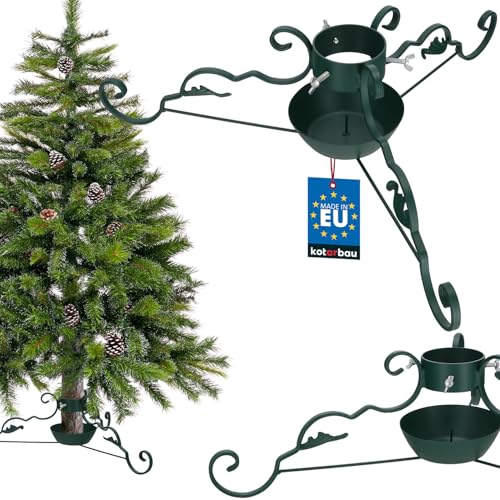 KOTARBAU® Weihnachtsbaumständer mit Wassertank aus Stahl Grün Baumständer Weihnachten Christbaumständer dekorativ mit Ornament Tannenbaumständer Christmas Tree Stand Weihnachtsbaum Ständer