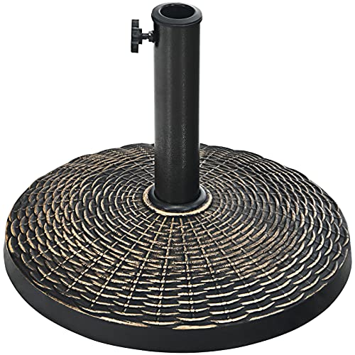 COSTWAY Sonnenschirmständer 10 kg, Schirmständer aus Kunstharz in Rattanoptik, runder Balkonschirmständer, Marktschirmständer, Sonnenschirm Ständer für Schirmstangen von 38/48 mm