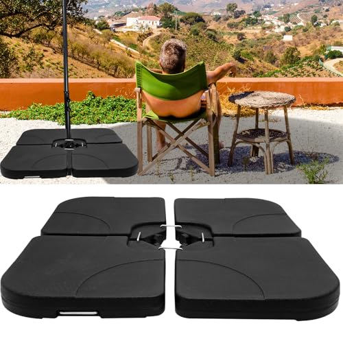 Fiqops Schirmständer Sonnenschirmständer 160kg Schirmgewichte 4-teilig, Marktschirmständer für Ampelschirm Bodenkreuz schwarz - befüllbar mit Wasser oder Sand, 1 Pack