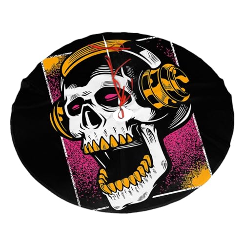 Weihnachtsbaumrock 76,2 cm Plüsch Baummatte Schädel Hören Musik Baum Basis Abdeckung Weihnachtsdekoration Ornamente Xmas Party Dekor Für Party Urlaub