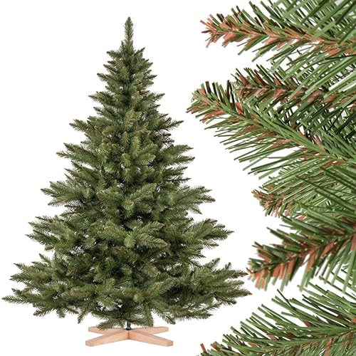 FAIRYTREES künstlicher Weihnachtsbaum NORDMANNTANNE, grüner Stamm, Material PVC, inkl. Holzständer, 180cm, FT14-180
