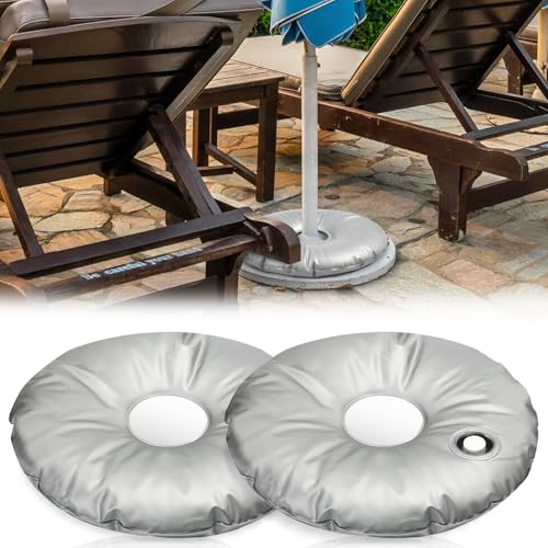 Vaileal 2PCS Sonnenschirmständer Gewichtssack, Gewichte Für Sonnenschirmständer Befüllbar, Sonnenschirm Beschwerung mit 12 Liter Wasser Befüllbar, Tragbar Sonnenschirm Gewicht für Fahnenstangen