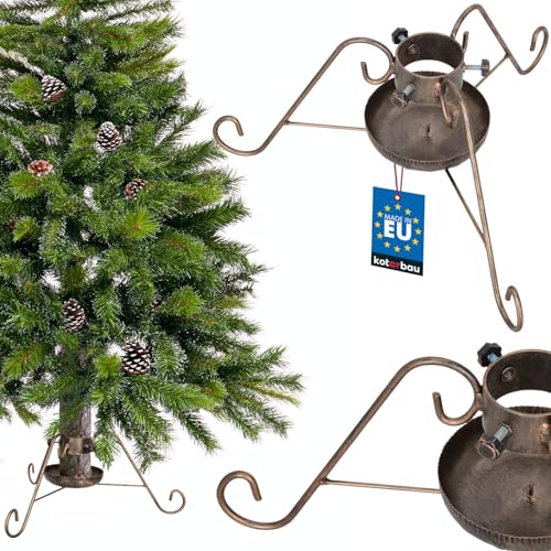 KOTARBAU® Weihnachtsbaumständer mit Wassertank ? 80 mm Christbaumständer Altgold Stahl mit Wasserbehälter Tannenbaumständer Baumständer Weihnachten Weihnachtsbaum Ständer Weihnachtsbaumhalterung