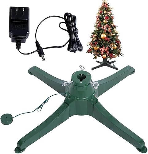 JLOZDM Elektrischer drehbarer Weihnachtsbaumständer, 360 Grad drehbarer Weihnachtssockelständer, verstellbarer künstlicher Weihnachtsbaumhalter mit Netzteiladapter für bis zu 2,3 m und 36,3 kg Bäume