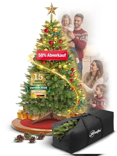 Künstlicher Weihnachtsbaum 180 cm - PVC & Spritzguss Tannenbaum künstlich mit Ständer - Premium Weihnachtsbaum künstlich 180cm - PVC Christbaum wie echt naturgetreu - Outdoor & Indoor Christmas Tree