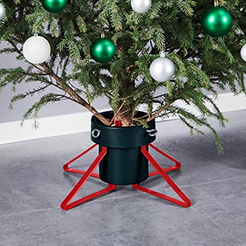 INLIFE Christbaumständer Grün und Rot 46x46x19 cm