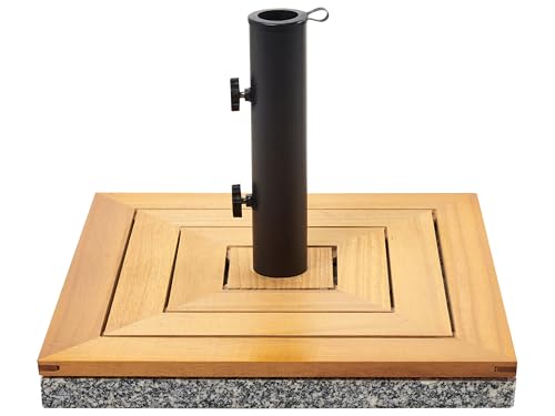 Beliani Garten Sonnenschirmständer Birkenholz/Granit quadratisch braun 45x45 cm Ceccano