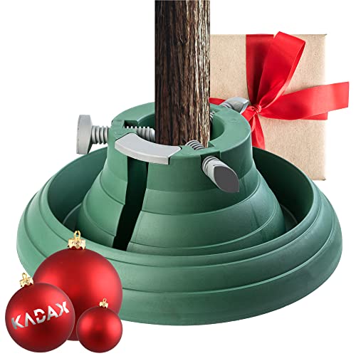 KADAX Weihnachtsbaumständer mit Wasserbehälter, Stabiler Christbaumständer aus robustem Kunststoff für Bäume, moderner Tannenbaumständer, Verschiedene Großen, grün (Baumhöhe bis 2,5m)