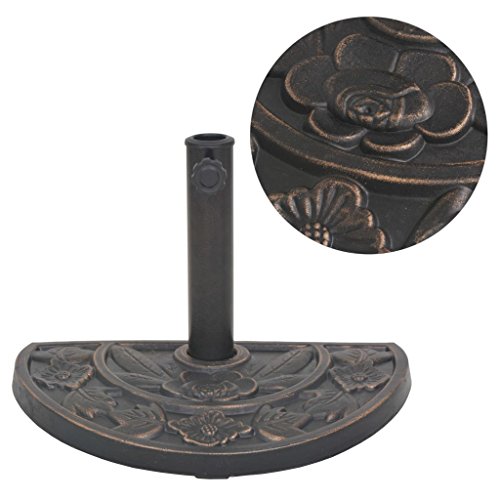 Homgoday Sonnenschirmständer Schirmhalter Schirmständer Ständer für Terrassenschirm Gartenschirm Sonnenschirm Sonnenschirmfuß Garten Terrasse Strand Harz Halbrund Bronze 9 kg