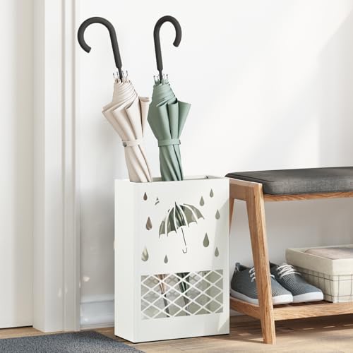 Tidyard Regenschirmständer Weiß Metall Mittel Dekorative Ausschnitte, Regenschirmständer Moderner Schirmhalter für Hausflur Hotel Praxis Tidyard Regenschirmständer Weiß Metall Mittel Dekorative Ausschnitte, Regenschirmständer Moderner Schirmhalter für Hausflur Hotel Praxis
