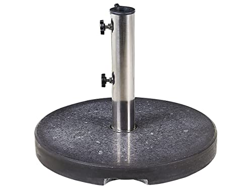 Beliani Garten Sonnenschirmständer Granit/Edelstahl rund schwarz ? 45 cm Modern Ceggia