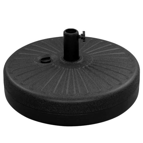 WOLTU Sonnenschirmständer rund 22 L, befüllbar mit Wasser oder Sand, Schirmständer aus HDPE, Sonnenschirmfuß für Schirmstöcke Ø 38-48 mm, inkl. Adapterhülsen, Schwarz