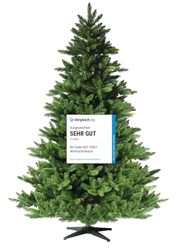 RS Trade 19001 Spessarttanne 100% PVC 180 cm Weihnachtsbaum künstlich (Ø ca.132 cm) 1422 Spitzen Schnellaufbau Klappsystem, schwer entflammbar, unechter Tannenbaum inkl. Christbaum Ständer