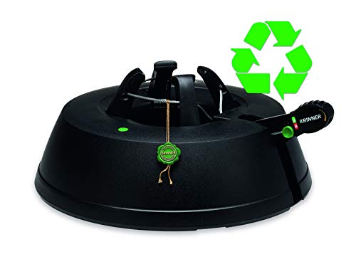 KRINNER® Recycling Weihnachtsbaum Christbaumständer Green Line M Schwarz 36cm inkl. Fußpedal-und Einseiltechnik für Baumhöhe bis 2,5m Made IN Germany 94129