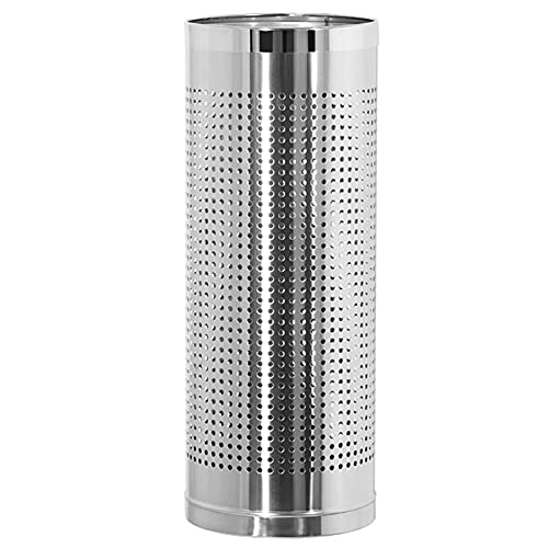 erkebspm Schirmständer Eisen rundem Fass, freistehender Schirmständer, für Hotel Einkaufszentrum Eck büro Dekoration im Freien, breite Platzierung (Farbe: schwarzes Eisen) (Silber Edelstahl)