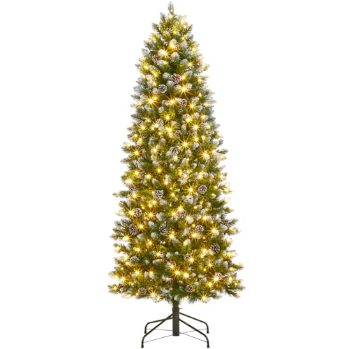 Garvee Weihnachtsbaum Künstlich 180 cm Tannenbaum Mit Kiefernzapfen Und Metallständer Wiederverwendbarer Christbaum Schnellaufbau Klappsystem Geschmückt Für Weihnachten