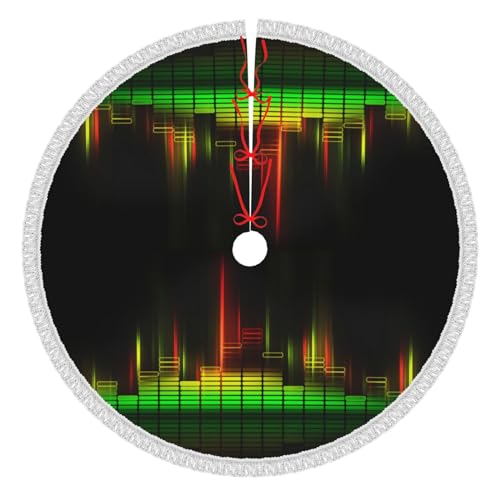 Quasten-Weihnachtsbaum-Ro ck, coole Musik-Soundwelle, Weihnachtsbaum-Rock-Matte mit Quaste für Weihnachten, Neujahr, Party, Feiertagsdekorationen, 76,2 cm