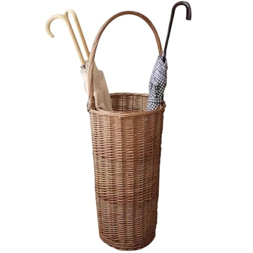 Regenschirmständer Vintage Bodenstehender Schirmständer Im Pastoralen Stil, Coffeeshop-handgewebt Regenschirmeimer Mit Griff, Korb Für Schmutzige Wäsche/Geschenk