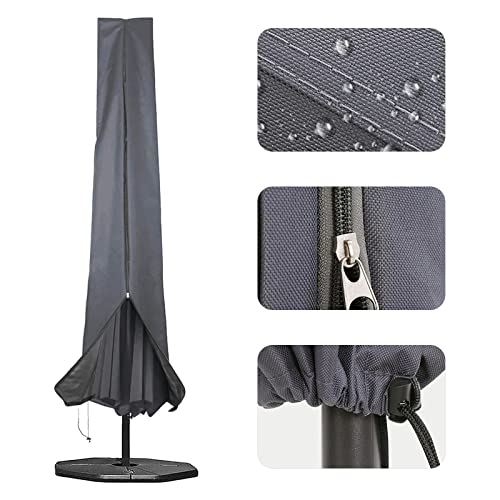 Schutzhülle für Sonnenschirm, 190x25x50cm Abdeckhauben für Sonnenschirm 600D Oxford-Gewebe PVC-Beschichtung mit Reißverschluss Passend für 1,8 m bis 3,4 m Große Sonnenschirme, Grau
