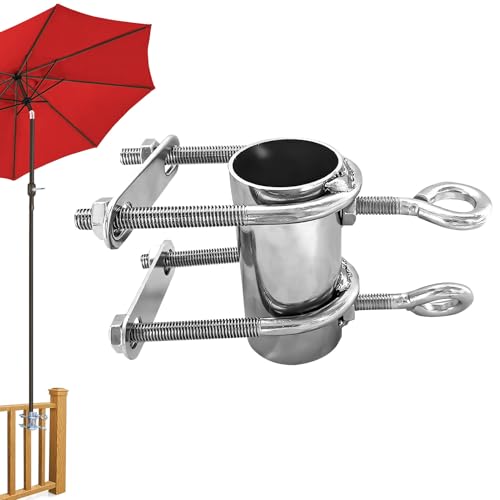 Sonnenschirmhalter Balkongeländer, Sonnenschirm Halterung Balkon Aus Metall, Schirmhalterung Balkongeländer Sonnenschirmständer, Feste Clip Halterung Für Balkon, Terrasse Oder Tisch, Camping (B)