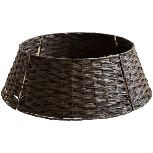 Gewebter Weihnachtsbaumrock, runder stabiler Weihnachtsbaumkragen, handgewebtes Korbgeflecht/Rattan-Weihn achtsbaum-Rock-Korb-Dekor ation (I)