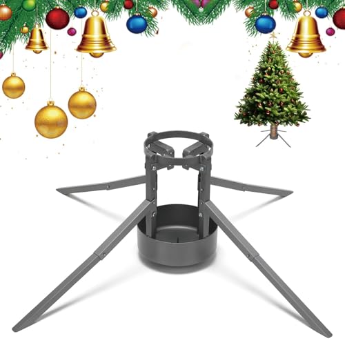 Starbover Weihnachtsbaumständer Silber, Weihnachtsbaumständer Wassertank für lebende Bäume, Christbaumständer Metall Außen für Stämme von 5,5 11cm, Tannenbaumständer für bis zu 10FT Bäumen