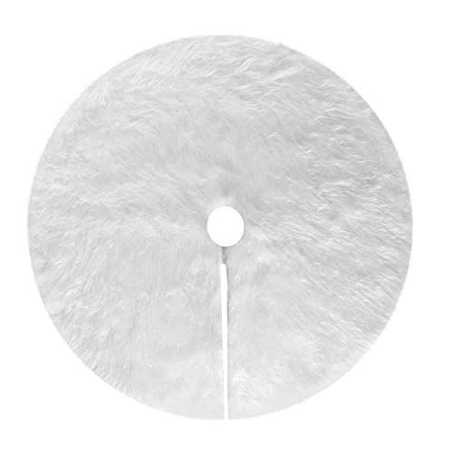 Deggodech Weißer Plüsch Rock 31zoll/78cm Weihnachtsbaumdecke Groß Weiß Luxus Kunstfell Röcke Ornaments Weihnachten Baum Rock Deko Weiß Weihnachtsdekoration