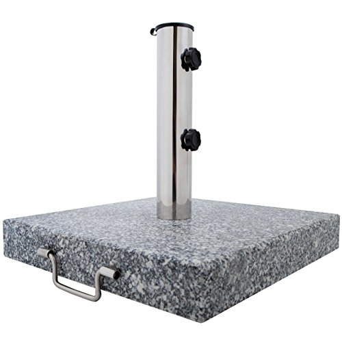 Anaterra Sonnenschirmständer mit Rollen und Griff aus Granit und Edelstahl, Schirmständer rollbar 25 kg, eckig, Ständer Sonnenschirm für Garten, Sonnenschirmhalter fahrbar