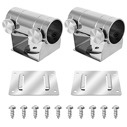 2 Stück Sonnenschirm Balkon Halterung Edelstahl Angelkoffer Verstellbare Schirmständer Wand Angelbox Schirmhalter Angelschirm Halterung mit Montageplatte und Schrauben für Angeln im Freien