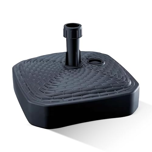 GARDENIX Sonnenschirmständer Quadratisch Anthrazit Rattanoptik aus Kunststoff befüllbar Sand, Wasser, Kies zu Garten, Strand, Terrasse  Sonnenschirm Schirmhalter Schirmständer Ständer