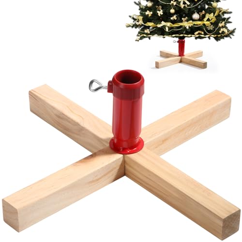 Soaoo Weihnachtsbaumständer aus Holz, 39,7 cm, Ersatz-Weihnachtsbaumstä nder, Standfuß, stabil, gefälschter Weihnachtsbaumsockel mit Rändelschraube, verstellbar, passend für 0,5 bis 1,26 Zoll